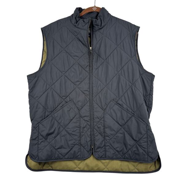 J. Crew Quilted Vest Mens Size L Black Full Zip Pockets Outerwear Outdoor Layer - Picture 1 of 10
